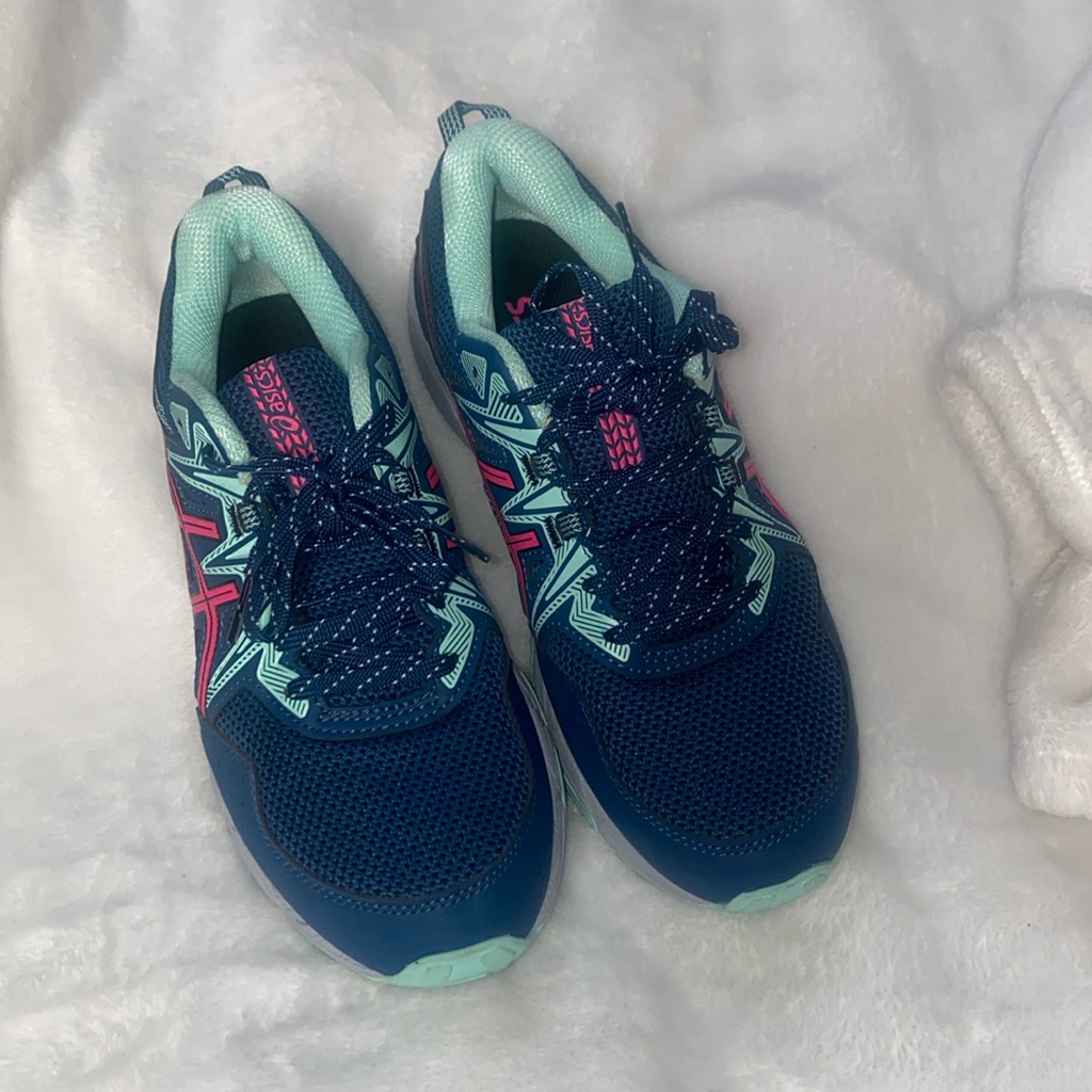 Asics Gel Venture 8 Trail Running Athletic Sneaker Blue Green Pink Women 8wide